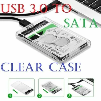USB 3.0 To SATA Hard Drive Enclosure Caddy Case For 2.5  Inch HDD / SSD External • £4.99