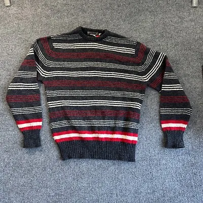 Vintage COOPER & ROE Sweater L Shetland Wool Striped Crew Neck Pullover England • $35.46