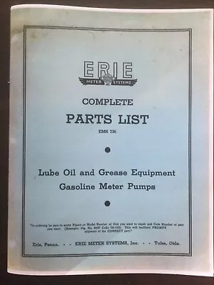 Vintage Gas Pump Antique Gas Station Erie Pump Complete Illustrated Parts Manual • $29.95