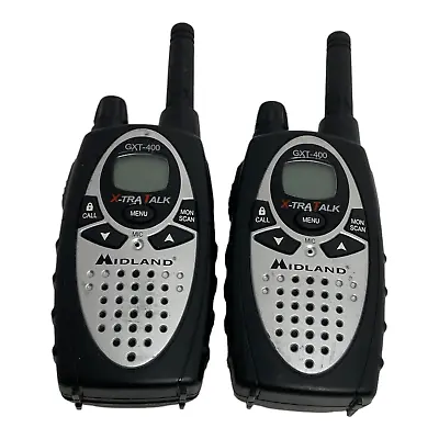 2-Midland X-tra GXT-400 Black/Silver Handheld 22 Channels 10 Mile Two Way Radios • $12.79
