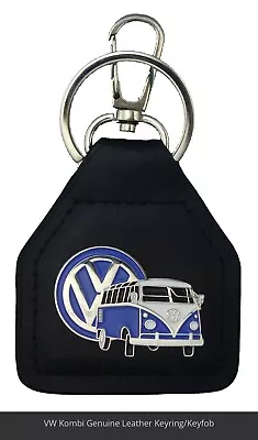 Genuine Australian Made Leather Keyring/Fob - VW Kombi - Blue/White • $18