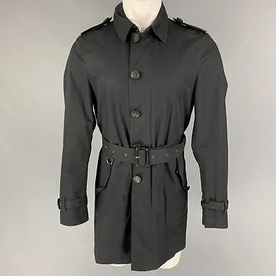 BURBERRY BRIT Size S Black Cotton Belted Trenchcoat • $750.83
