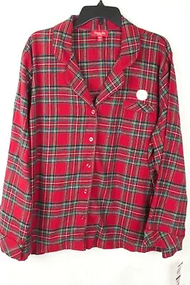 Family PJs Women's Red Plaids Pajama Top Size XXL • $9.99