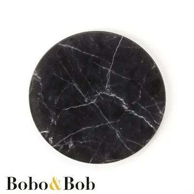 Black Marble Effect Coaster - Round - Home & Décor - Printed Acrylic • £3.68