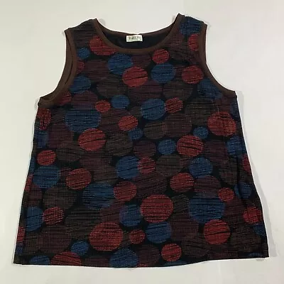 Vikki Vi Top Womens 1X Black Sleeveless Blouse Shell Acetate Circles Bokeh Dots • $11.81