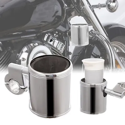 Motorcycle Cup Holder Chrome Handlebar Drink Bottle Holder For Harley Touring • $11.99
