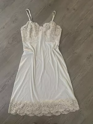 $19.12 • Buy Vintage Unbranded Silky Nylon Full Slip Sexy 36” Bust Dress Lace Metal Hardware