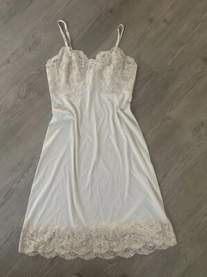 $19.12 • Buy Vintage Unbranded Silky Nylon Full Slip Sexy 36” Bust Dress Lace Metal Hardware