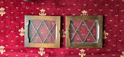 Small Solid Dark Oak Cupboard Door  With Handle And Hinges Stained Glass • £18