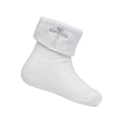  Baby Christening Socks 0-6 6-12 Months White Blue Cream Boy Girl Cotton Rich • £3.99