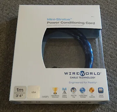 $55 • Buy 1m WireWorld Mini-Stratus Power Conditioning Cord 15AWG Wall To C7 IEC