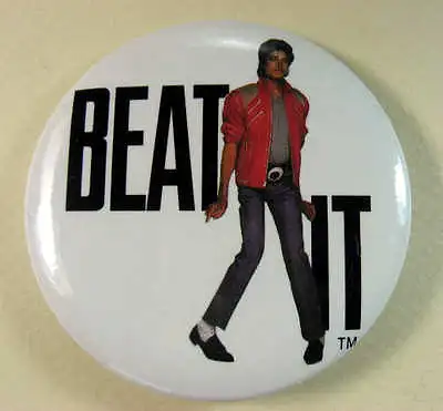 MICHAEL JACKSON  BEAT IT  1984 Large 2-1/4 Inch Pinback Button Pin Badge • $9.98