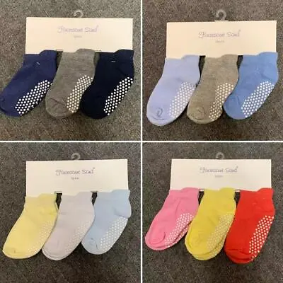 Baby Toddler ABS Cotton Blend Anti Non Slip Socks 3 Pairs Size 12-24 Months • £3.99