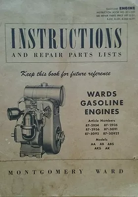 Montgomery Ward Garden Tractor Wisconsin Engine AA Owner Service & Parts Manual • $47.99