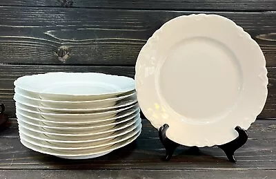 Habsburg MZ Austria China White Racine 9 3/4” Scalloped Dinner Plates Set Of 11 • $135