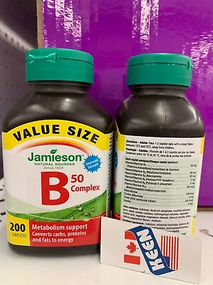 Jamieson VITAMIN B50 Complex 200 Caplets Exp:2025/12 • $43.61