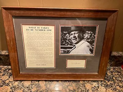 Vince Lombardi Motivational Picture Framed With Autograph • $20