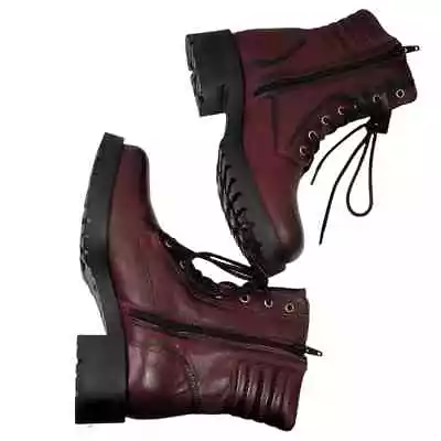 Miz Mooz Women's Parish Lace Up Side Zip Combat Style Boot In Red Sz 38 41 NWOB • $112