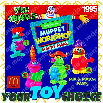 McDonald's 1995 MUPPET WORKSHOP Jim Henson MIX & MATCH Puppet YOUR Toy CHOICE • $2