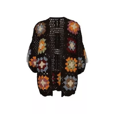 £79.99 • Buy Topshop Vintage Crochet Granny Square Patchwork Cardigan Kimono - Size 10