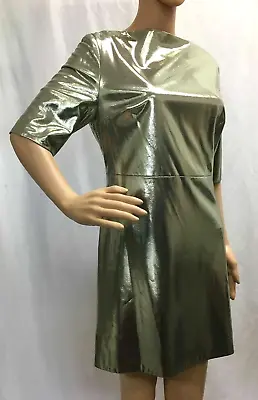 Women's William Tempest Gold Metallic Silk Short Dress W/Back Zippers Size 8 • $13.99
