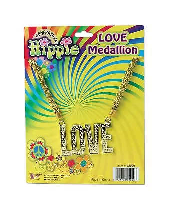 Hippie Love Medallion Necklace Jewellery Festival Fancy Dress Accessory  • £5.97