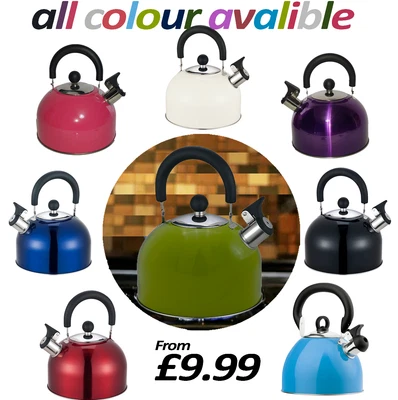 Stainless Steel Stove Top Whistling Tea 2.5 Litre Kettle Fast Boiling Camping • £11.99