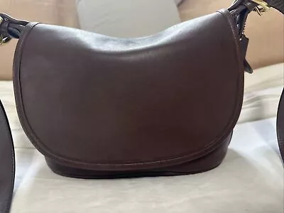 Vintage COACH FLETCHER Brown Leather Flip Handbag H5C-4150 • £120.47