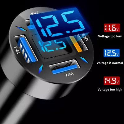 4-Ports QC3.0 USB Car Cigarette Charger Lighter Digital LED Display Voltmeter AU • $9.90