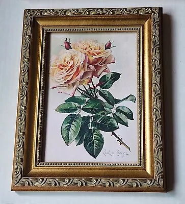 Paul De Longpre Two Yellow Roses Framed Art Print 9  X 7  1/8  Floral • $20