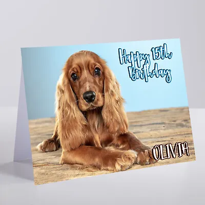 PERSONALISED BIRTHDAY CARD English Cocker Spaniel Dog For Child Daughter Son • £3.49