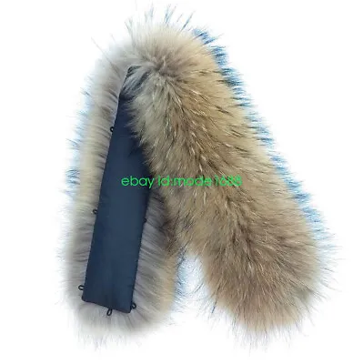 Unisex Fur Collar Scarf 100% Real Raccoon Fur Collar Trim For DIY Winter Coats • $31.49