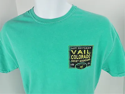 $12.63 • Buy Medium Vail CO Rocky Mountains Got Oxygen Elevation 8150 Ft Green T Shirt 