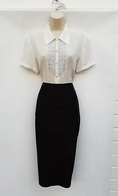 £6.99 • Buy Wiggle,pencil Skirt,stretch,pinstripe,50s,60s,80s,vintage Style,m&s,size 10,nwts