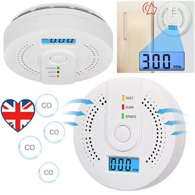 Carbon Monoxide Detector Warning Alarm Sensor LED Digital Battery Powered • £8.29