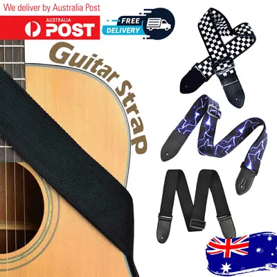 $8.89 • Buy Electric Guitar Black Strap Adjustable Leather Belt Acoustic Electric Bass AU