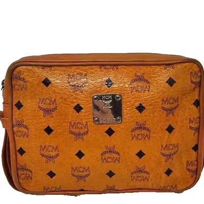 Authentic Mcm Logos Pattern Crossbody Cognac Brown Handmade In Germany • $180