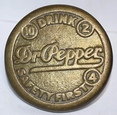 Vintage DR PEPPER 10 2 4 SAFETY FIRST Brass Advertising Sidewalk Marker SIGN • $80