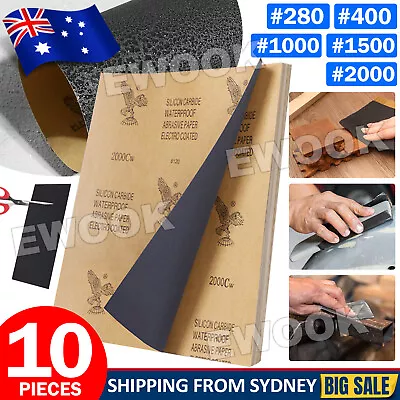 10PCS 280 400 1000 1500 2000 Grit Wet And Dry Paper Sandpaper Sanding Paper • $8.45