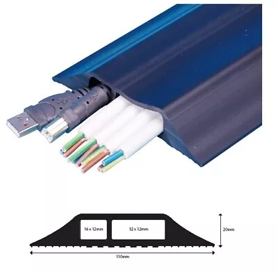 Heavy Duty Durable Flat Lay Floor Cable Protector. 110 X20mm. Twin Holes. • £11.85