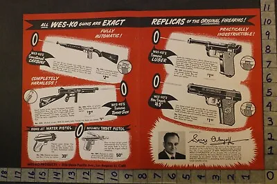 1954 SPACE MILITARY POLICE PISTOL JET WES-KOS WWII TOMMY FIREARM 2pg TOY AD TU43 • $48.95