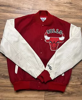 Vintage 90's Chicago Bulls Red Chalk Line Jacket Sz M • $40