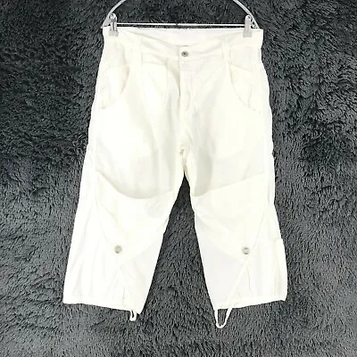 MET Women White Loose Straight Fit Capri Cropped Trousers Size W34 • $10.69