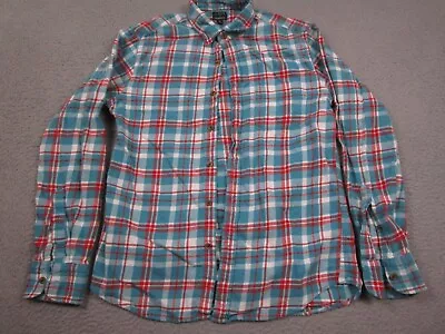 J Crew Shirt Mens Medium Blue Flannel Cotton Button Down Long Sleeve • $14.97