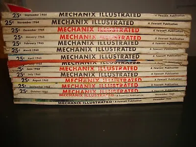 Lot Of 15 Mechanix Illustrated Magazines 1964 1965 • $10