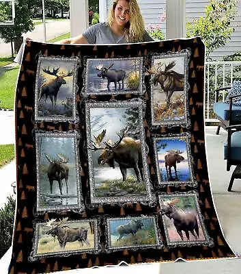 Moose Blankets Christmas Blanket Moose Lover Blanket - New Mom Gift • $49.99