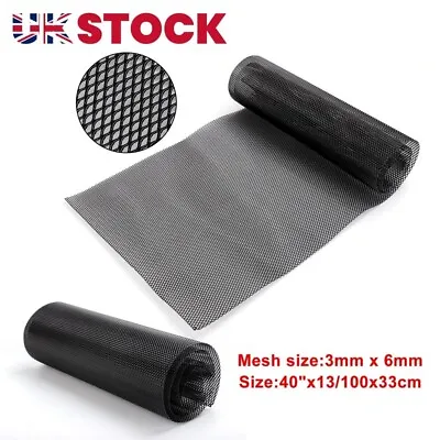 Black Mesh Grill Aluminium Alloy Car Bumper Vent Metal Rhombic Grille Net 3x6mm • £9.79