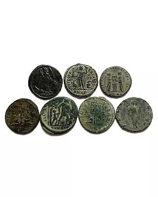 LOT OF 7 ANCIENT ROMAN COINS. 3rd/4th CENTURY. METAL DETECTING FINDS. -GENUINE- • £64