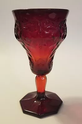 Rare McKee Glass ROCK CRYSTAL Ruby Red 6 1/4  Water Goblet - 6 Available • $29.99