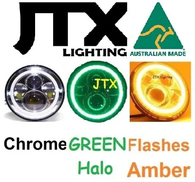  7  CHROME Headlights GREEN Flash Amber Ford Bronco PickUp F100 F150 F250 F350  • $474
